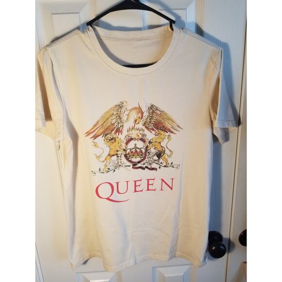 Queen Classic Crest Logo T-Shirt Official Merch Freddie Women's M Tan Sku H120 - Picture 1 of 5